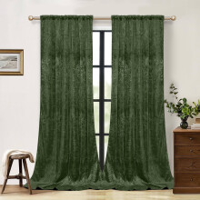 Lapalife Blackout Velvet Curtains, Scroll Floral Pattern, Rod Pocket, Thermal Insulated, 2 Panels, 52"x84", Green