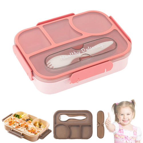 Bento-box met 4 compartimenten, 1100 ml, lekvrij PP 1