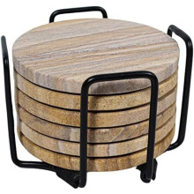 Sandstone Drink Coasters 4" Round Set of 6