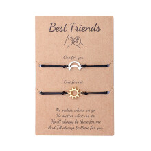 2 Pcs Sun-moon Best Friend Card Bracelets Matching Hand Rope Friendship Gift