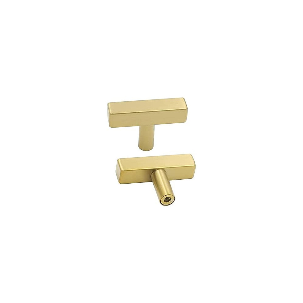 10 Pack Gold Cabinet Knobs Brushed Gold Drawer Knobs T Brass Cabinet Pulls For Kitchen Cupboard & Drawer Hardware 9402001036995