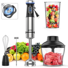 Mixeur plongeant 5 en 1, 1000 W, 16 vitesses, lame en acier inoxydable, bol de 800 ml, hachoir de 600 ml, fouet et mousseur
