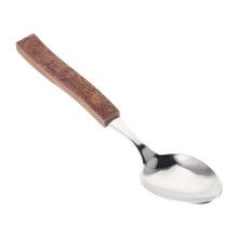 OUNONA Stainless Steel Serving Spoon with Wood Handle – Reusable Kitchen Utensil, Compatible with All Cookware
