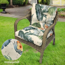 Coussin de chaise d'extérieur - Coussin d'assise profond en polyester imperméable avec attaches antidérapantes, résistant à la décoloration,
