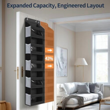 Organisateur de porte à 5 niveaux, 10 compartiments, capacité de 36 kg, rangement suspendu robuste à double colonne pour chambre/placard/chambre