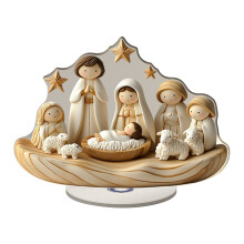 Miniatuur kerststalletje in blikken doos – 2D-figuurtjes op zakformaat, decoratie en cadeau voor binnen, past bij kerstdecoraties