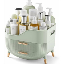 Organisateur de maquillage avec tiroirs, organisateur de soins de la peau pour coiffeuse, boîte de rangement avec poignée, grand présentoir