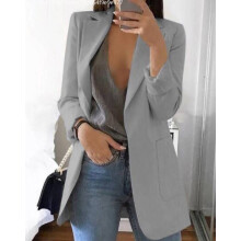 Damenmantel, Blazer, winddichter Mantel, Trenchcoat, Herbst-Frühlingsmantel, Bluse, Jacke, Silber, Größe 12 (XXL)