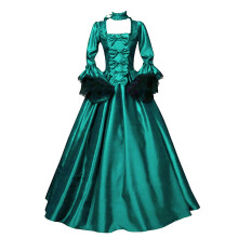 Vintage-Kleid im Gothic-Stil aus dem 19. Jahrhundert, langes Kapuzenkleid mit langen Ärmeln, mintgrün, Größe 3XL