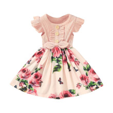 Kläder för småbarn! Sommarklänning för flickor, ärmlös sommarklänning med volanger och blommigt tryck för småbarn, babyflicka, rosa, 2-3 år