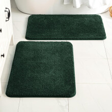 Dunkelgrünes 2-teiliges Badteppich-Set, rutschfeste, saugfähige Mikrofaser, ultraweiche, dicke Matten für Badewanne/Dusche, maschinenwaschbar (40