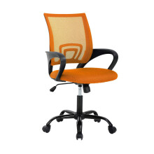 Chaise de bureau ergonomique en maille orange avec dossier respirant, soutien lombaire, hauteur et accoudoirs réglables, sur roulettes – Convient