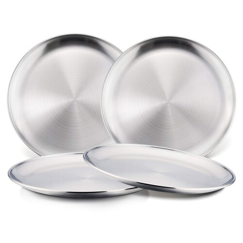 4 Pack 20 cm Stainless Steel Plates
