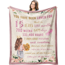 Couverture cadeau pour les jeunes filles de 15 ans (152 x 127 cm), idéale pour une fête de quinceañera ou une décoration. Convient aux thèmes de
