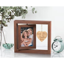 Wooden Rotating Photo Frame with Heart Pendant – 4x6