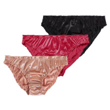 Damenunterwäsche, 3er-Pack, Satin- und Seiden-Slips, Bikini-Stil