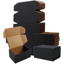 Cutii de carton ondulat 6x4x3" 50 buc., cutie mică de transport pentru ambalaje, corespondență pentru afaceri mici, negru