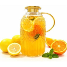 Vintage glasskanne med lokk, 3 l (101 oz), varmebestandig for kaldbrygget kaffe, limonade, iste – 1-pakning