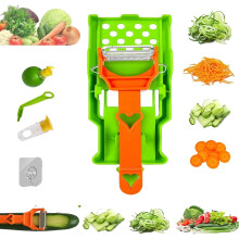 Descascador e cortador julienne multifuncional 2 em 1 com placa raladora, compatível com frutas e legumes.
