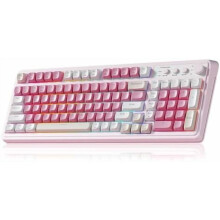 99 Key Keyboard, Wireless Gaming Keyboard Bluetooth Computer Keyboards Creamy Cute with Number Pad RGB Backlit Tri-Mode BT/2.4GHz/USB-C - Pink