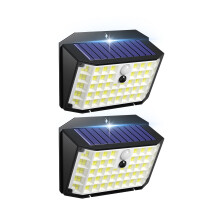 176-LED Solar Wall Lights, 3 Modes, IP65, 180 Beam, 2 Pack