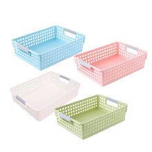 4Pcs Plastic Hollow Stackable Plastic Storage Baskets Bins Organizer Debris Desktop Storage Basket