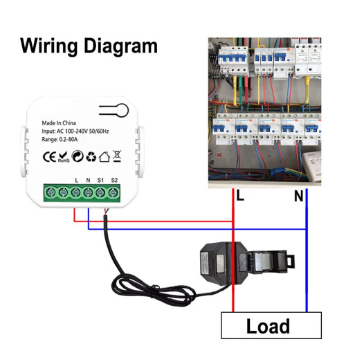 Tuya WiFi Energy Meter 80A with Clamp