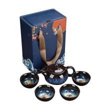 Juego de té de porcelana, pequeño, 5 piezas, té japonés asiático, 1 tetera, 4 tazas de té, té chino Gongfu para fiesta del té.