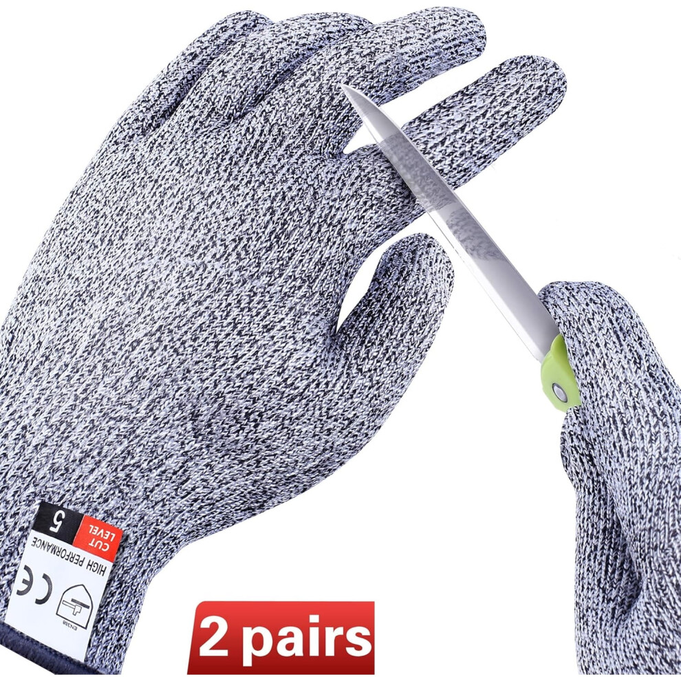 4 Pcs Cut Resistant Gloves Level 5, Compatible With Kitchen, Meat Cutting, Wood Carving, Mandolin Slicing (Large) 9485826419150