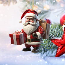 Santa Claus Christmas Ornament, Glass Bauble, Pack of 1