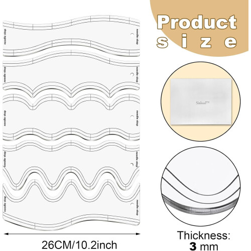 Wave Quilting Ruler Acrylic 10.24 inch 5 pcs 1