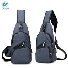 Herren Brusttasche Messenger Bag Freizeit Reise Crossbody Sling Bag Schultertasche mit USB-Ladefunktion Tagesrucksack "Blau"