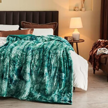 Faux Fur Sherpa Throw Blanket Twin 60x80 in Light Teal