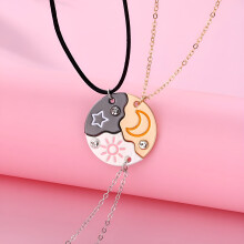 Sun Moon Star Pendant Necklace Set for Friends 3 pcs