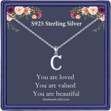 Halskette mit Initialen aus 925er Sterlingsilber für Damen – Zarter personalisierter Schmuck, Geburtstags- und Weihnachtsgeschenk (Kompatibel mit