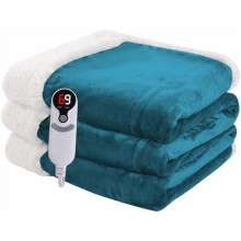 Electric Heated Blanket Full Size 7284 inches, Cozy Plush Flannel,10 Hrs Auto Shut Off, 6 Heating Levels, Overheated Protection,Dark Green