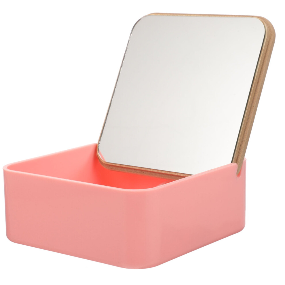 Small Storage Shelf Flip Table Desk Makeup Mirror Clamshell