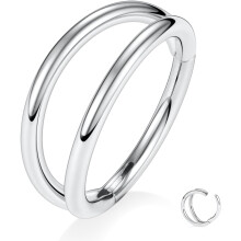 Titán dupla orrú karikagyűrű, szeptum/bástya/tragus/porc csuklós szegmens ékszer, 6-12mm, 20G/18G/16G, ezüst, 1 db