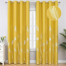 Blackout Curtains 52x84 in, Polyester, Gold Wheat & Palm