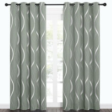 Greyish Green Thermal Curtain Panels, 2 pcs, 52x84", Wave Foil Print, for Bedroom & Patio Door – Compatible with Spring Home Decor