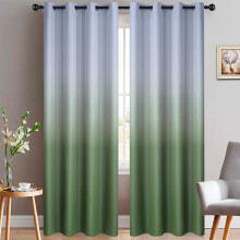 Ombre Blackout Curtains Grey-White to Teal 52x84 in 2-Pack