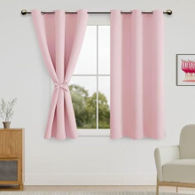 Mørkleggingsgardiner i rosa med malje, 91 x 132 cm, sett med 2 stk.