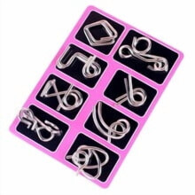 Metal Brain Teaser Puzzle Ring Interwoven Metal Game, Challenging Iron Ring, Metal Puzzle Toy, For Children And Adults Educational Thinking(Pink)
