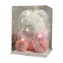 Ruusunallekarhu LED-valoilla, 25 cm, lahjarasia
