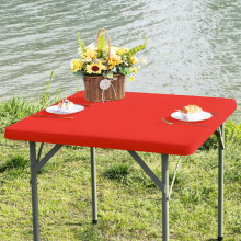 Red Stretch Spandex Square Table Cover 34x34 Inch