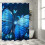 Butterfly Blue Shower Curtain Set with Hooks 1