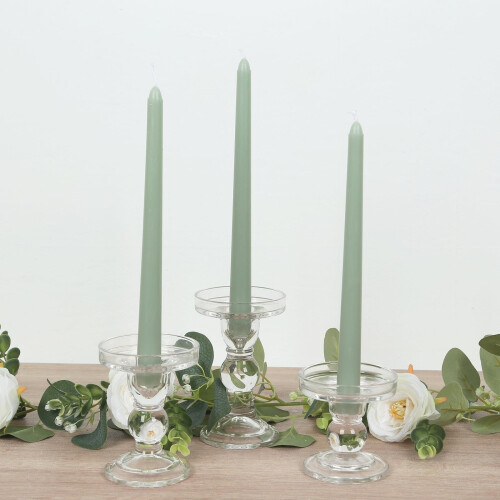 Velas cônicas verde-sálvia, 25 cm (10 polegadas), pacote com 12 unidades