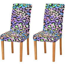 Blue Purple Leopard Chair Covers Set of 4