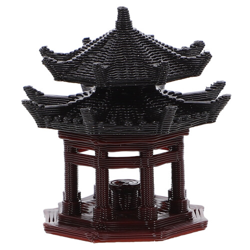 Chinese-Style Mini Pavilion Ornament, Plastic, 3.1 cm