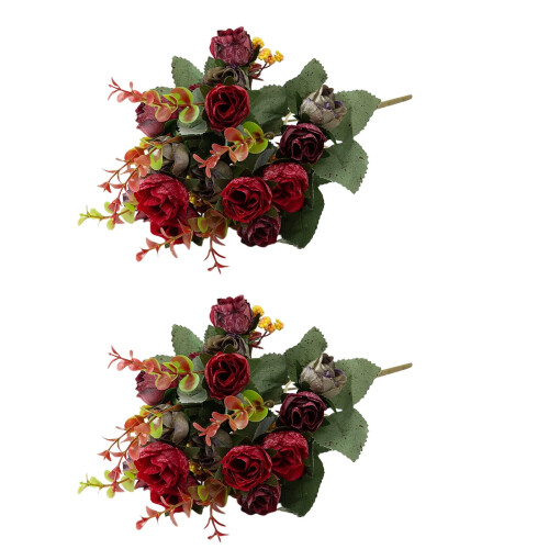 Artificial Rose Buds Set of 2 – Multicolor Plastic Flowers